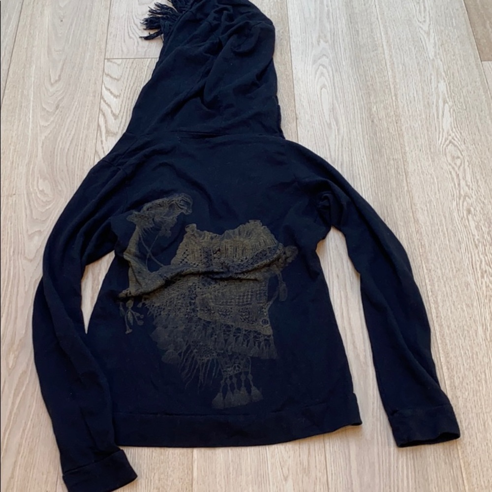Lauren Moshi Rare Vintage Hoodie w Frey Trim